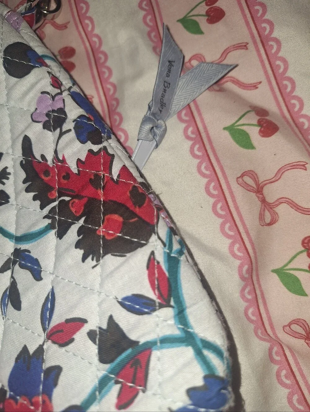 NWOT Floral Quilted Crossbody Bag - White with Pink & Blue Floral Print
